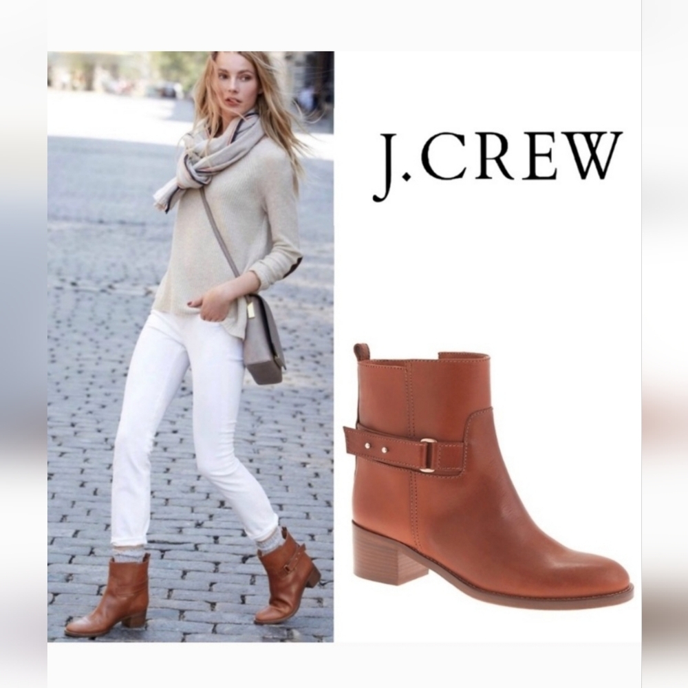 J. Crew Parker Boots Vachetta Leather Chestnut brown size 6.5